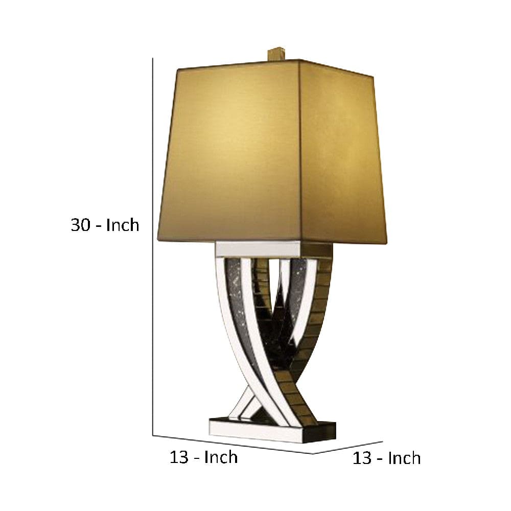Table Lamp with Abstract Intersected Mirrored Base Silver
