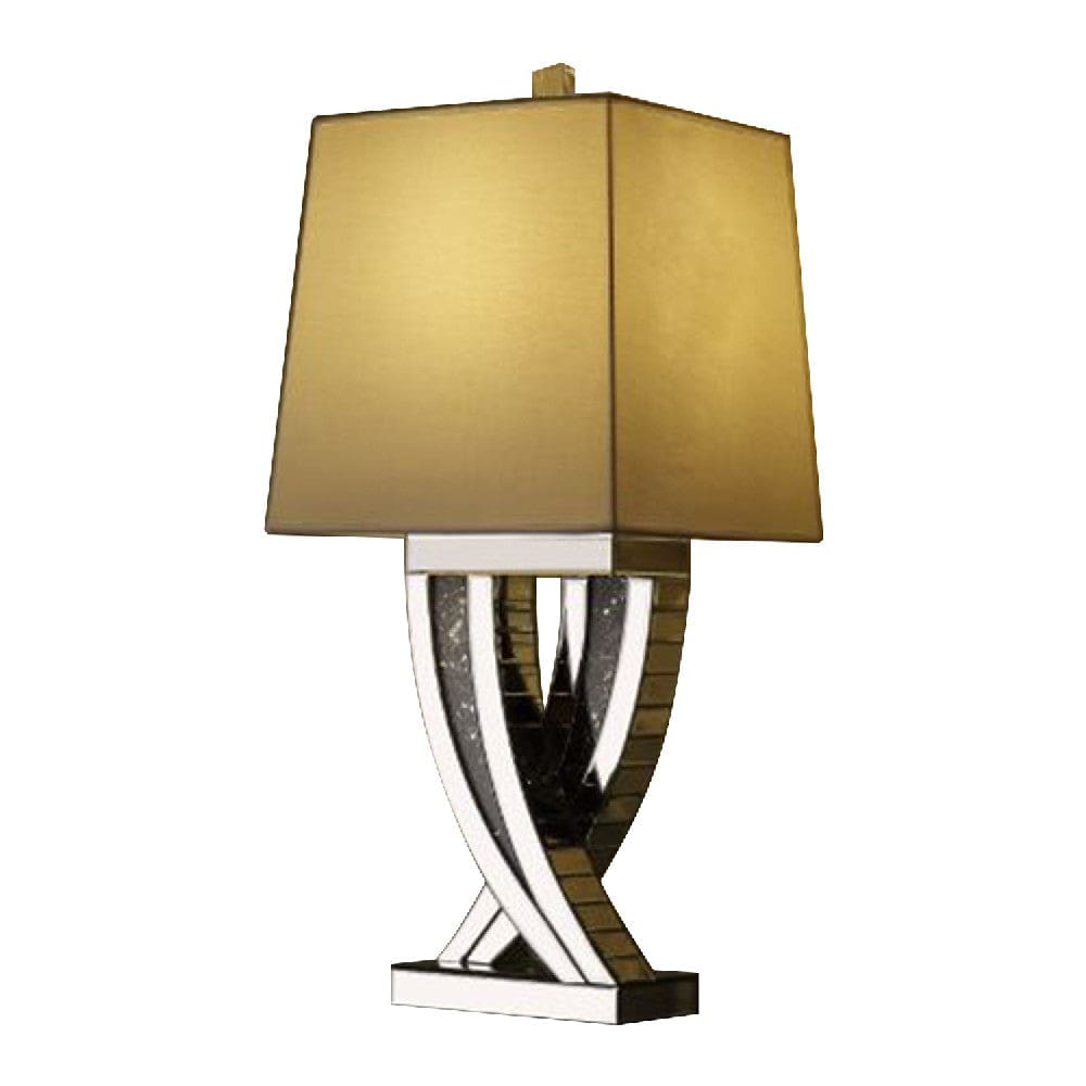 Table Lamp with Abstract Intersected Mirrored Base Silver