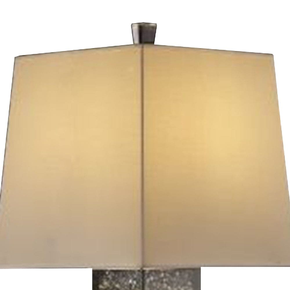 Table Lamp with Stacked Pedestal Mirrored Base Silver