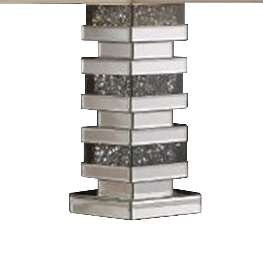 Table Lamp with Stacked Pedestal Mirrored Base Silver
