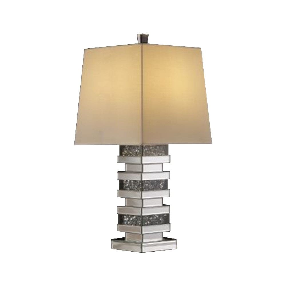 Table Lamp with Stacked Pedestal Mirrored Base Silver