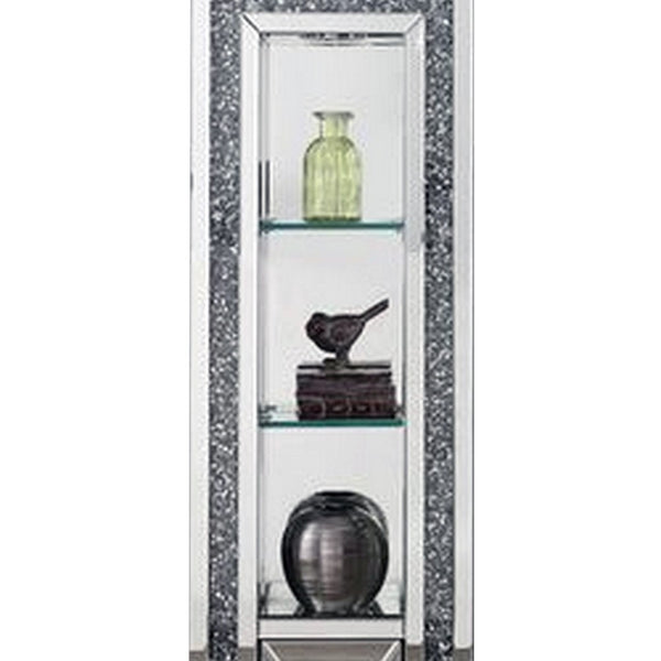 Mirrored Grandfather Clock With 1 Drawer And Faux Diamonds Silver
