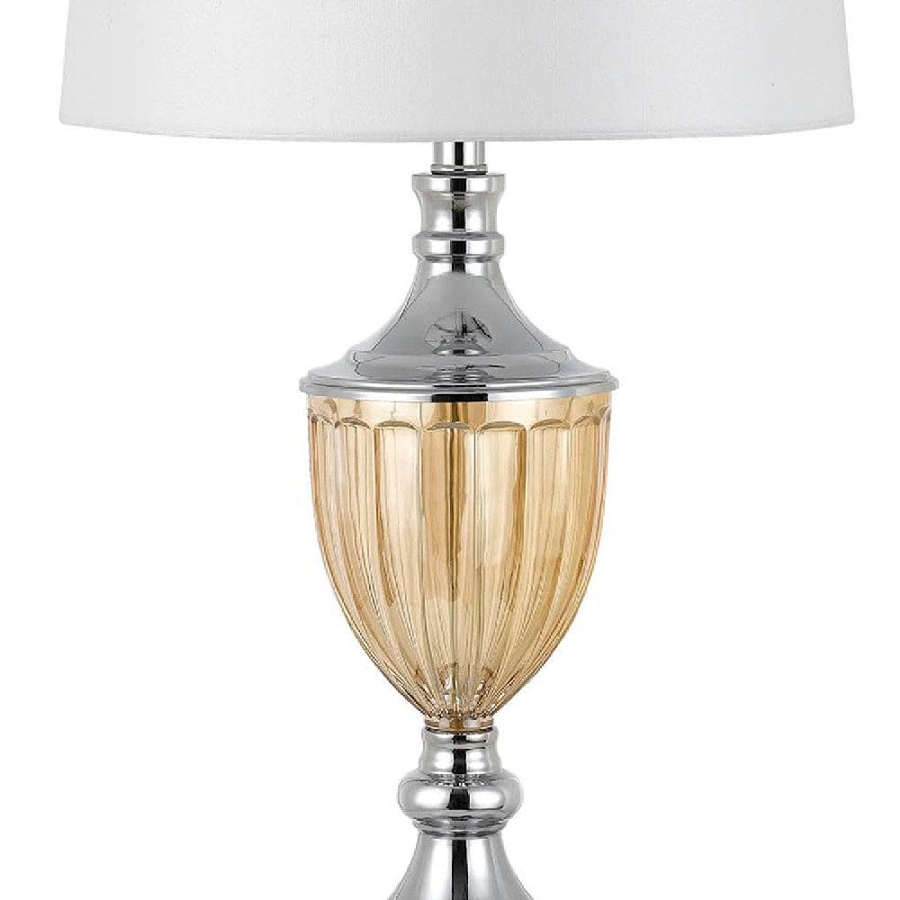 29 Inch Trophy Design Metal Table Lamp Set of 2 Chrome