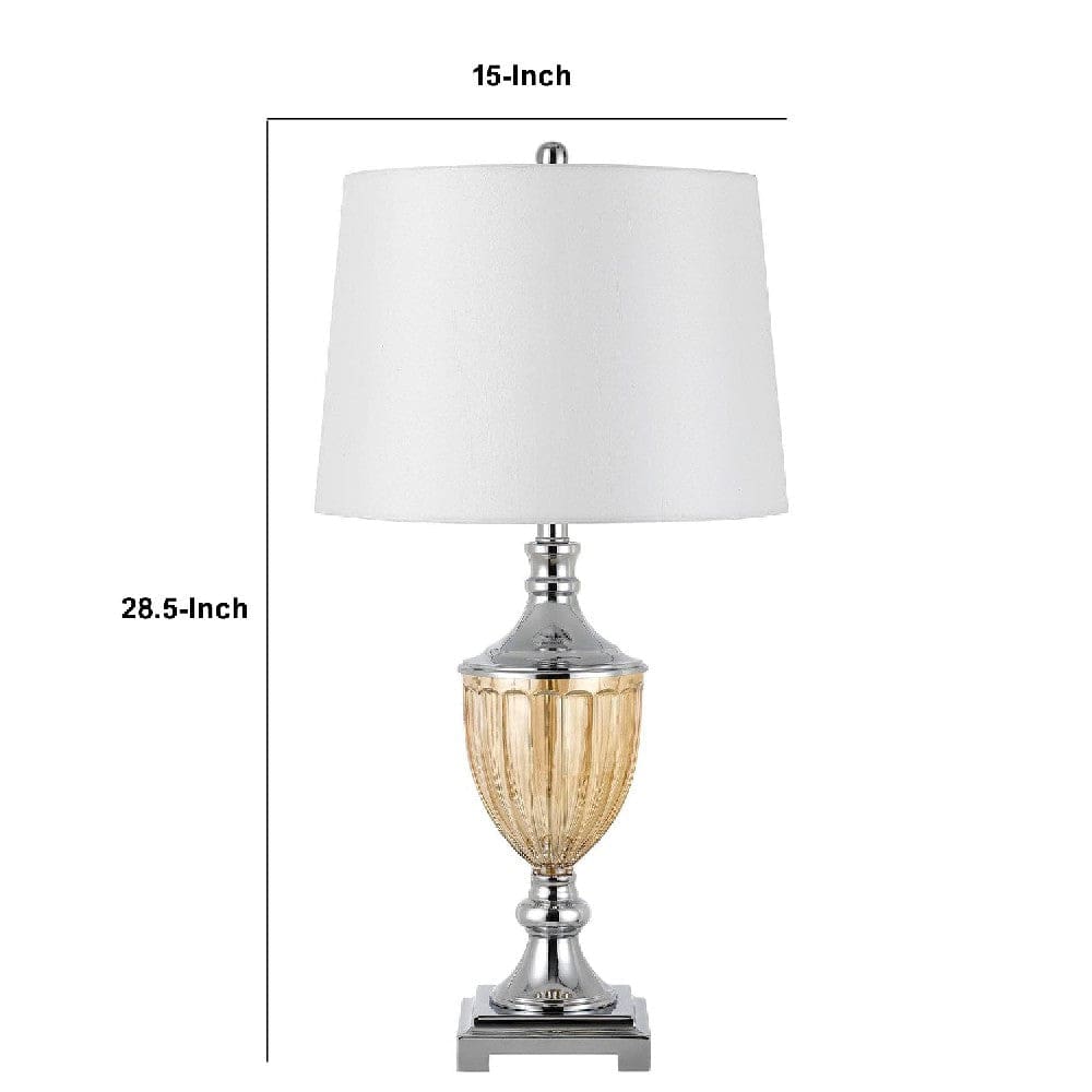 29 Inch Trophy Design Metal Table Lamp Set of 2 Chrome