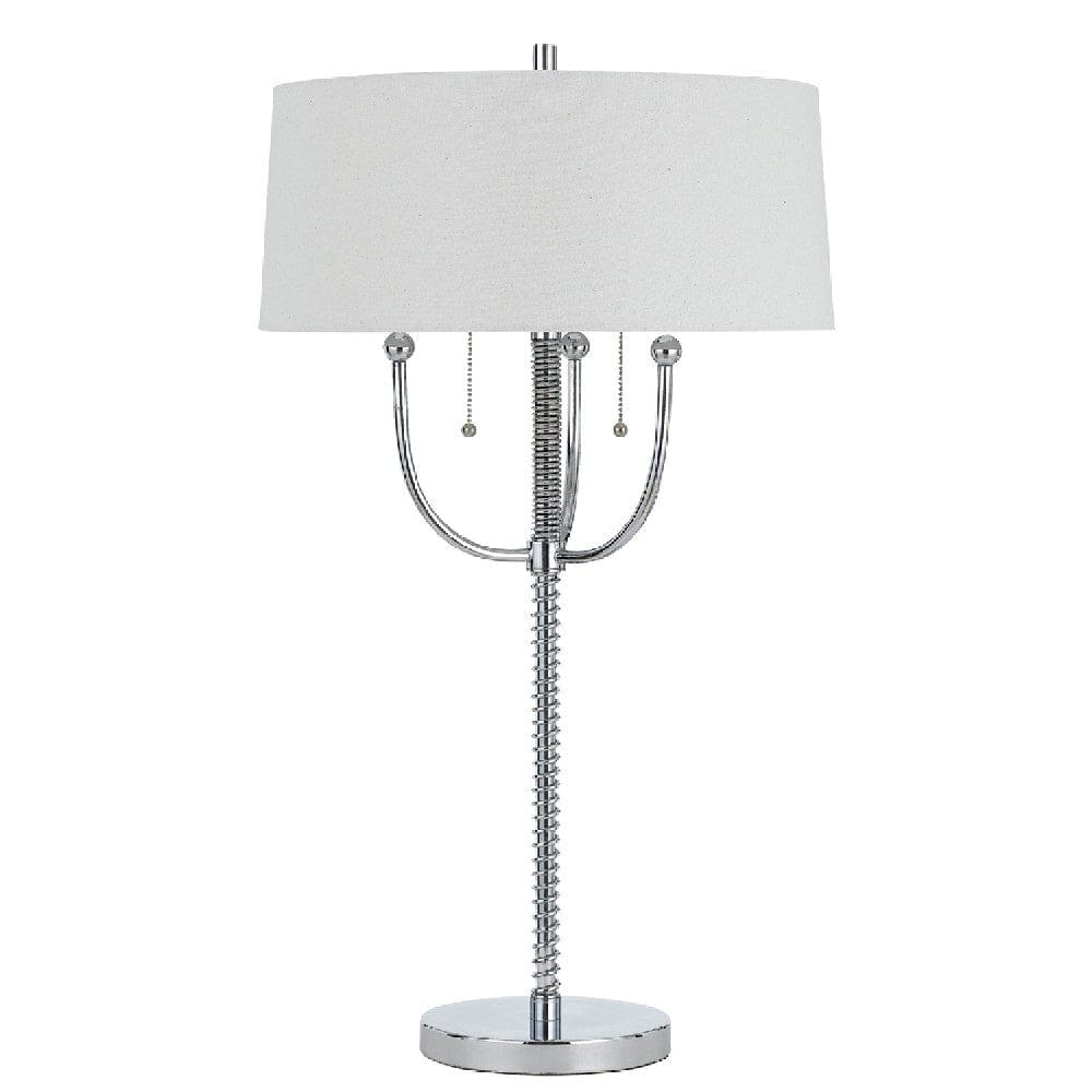 31 Inch Corkscrew Industrial Metal Table Lamp Chrome Silver