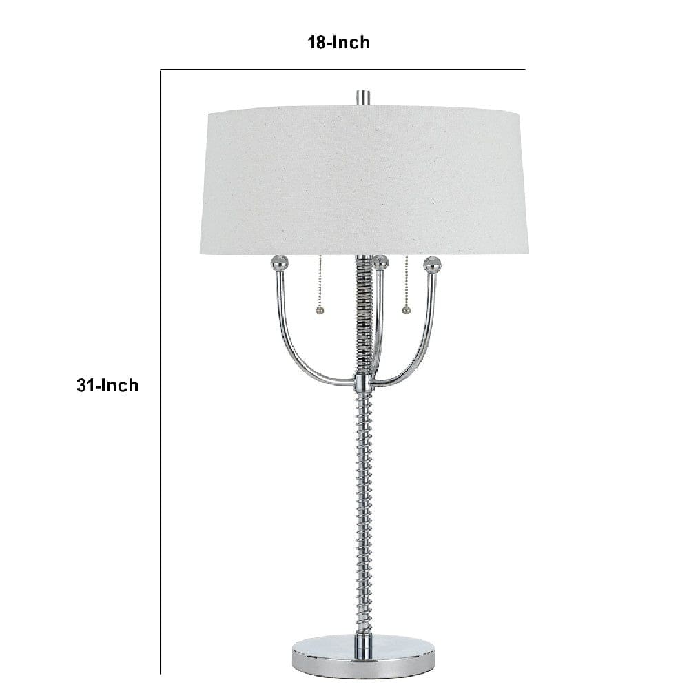 31 Inch Corkscrew Industrial Metal Table Lamp Chrome Silver
