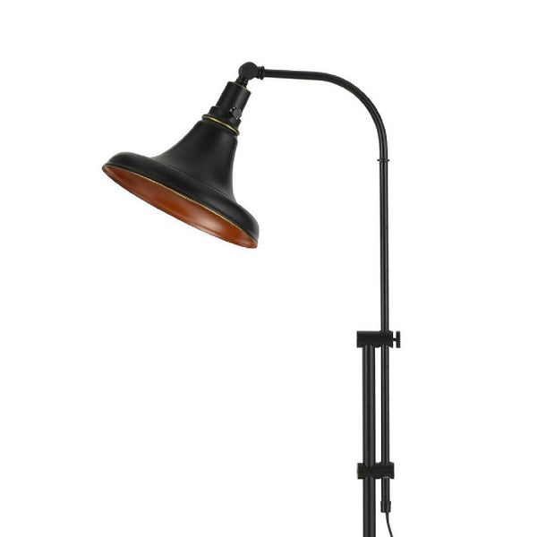 47 Inch Adjustable Metal Floor Lamp And Tapered Shade Black