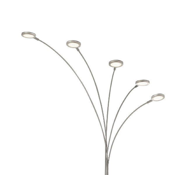 72 Inch Arched Floor Lamp With 5 Branched Led Lights Silver