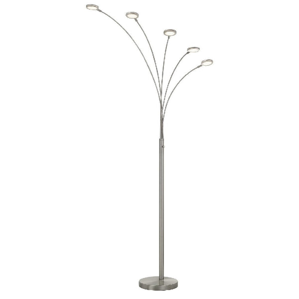 72 Inch Arched Floor Lamp With 5 Branched Led Lights Silver