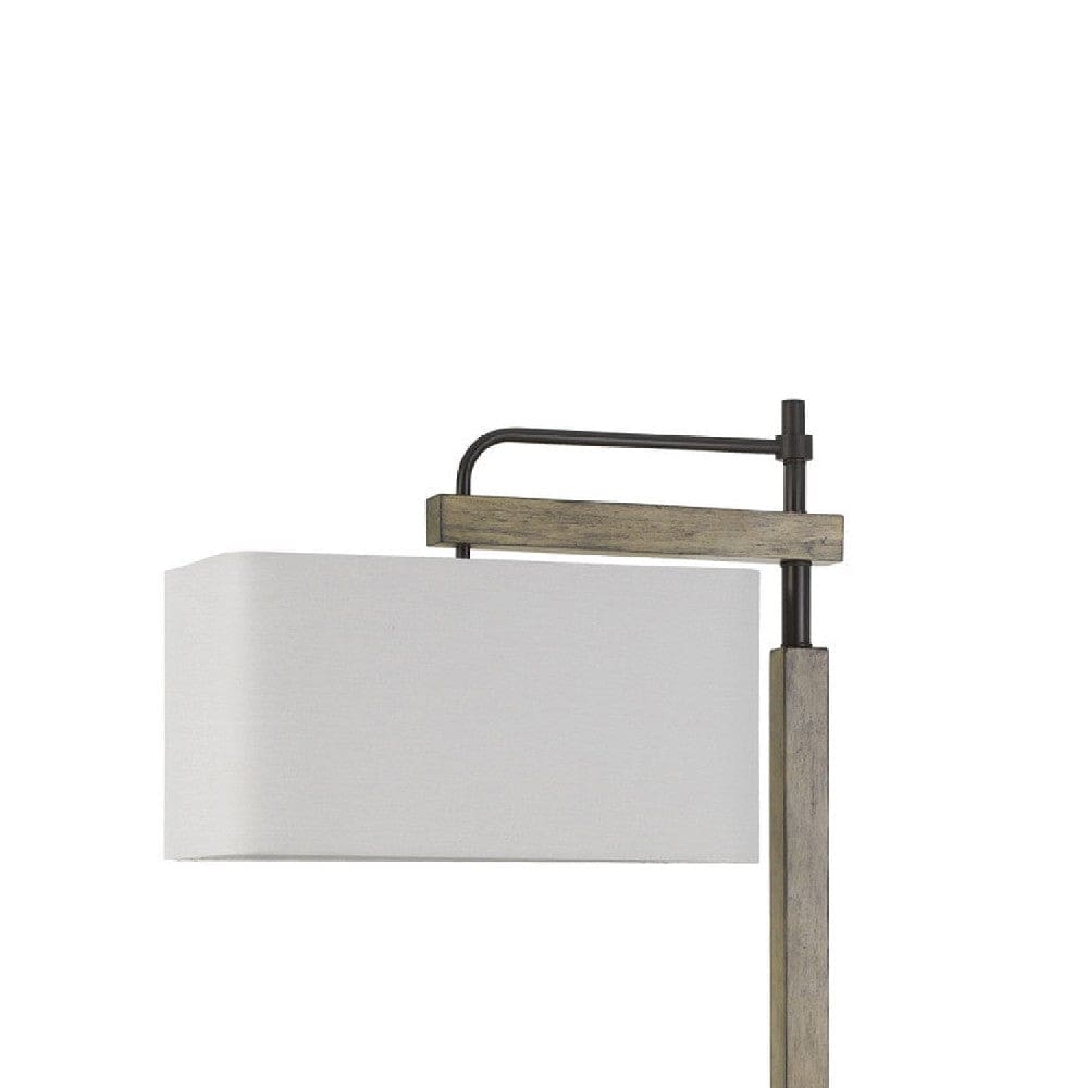 64 Inch Metal Industrial Floor Lamp With Wood Accent Black