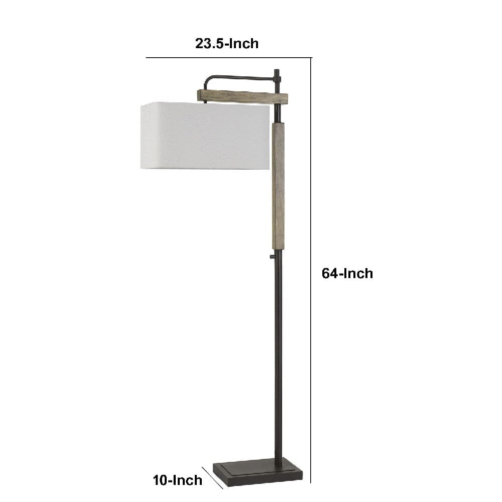 64 Inch Metal Industrial Floor Lamp With Wood Accent Black