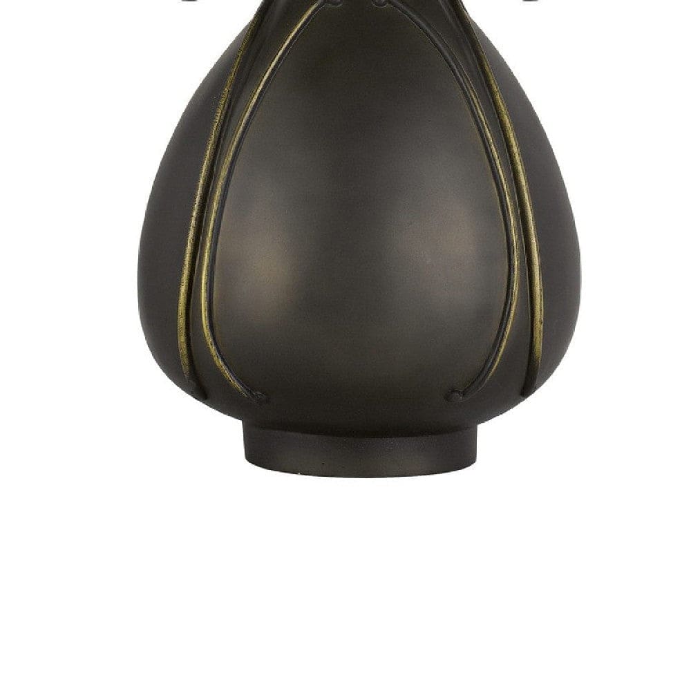 20 Inch Table Lamp with Tiffany Glass Gray Antique Brass