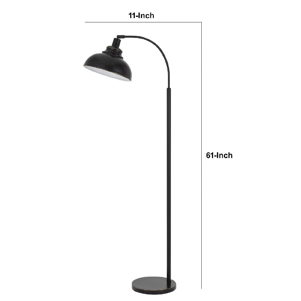 61 Inch Adjustable Tall Metal Floor Lamp Dome Shade Black