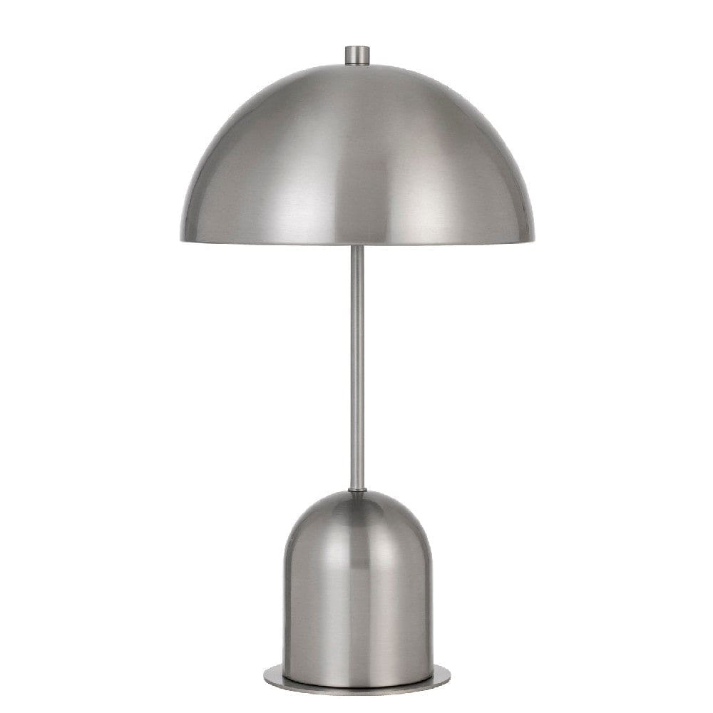 20 Inch Metal Accent Table Lamp with Dome Shade Silver