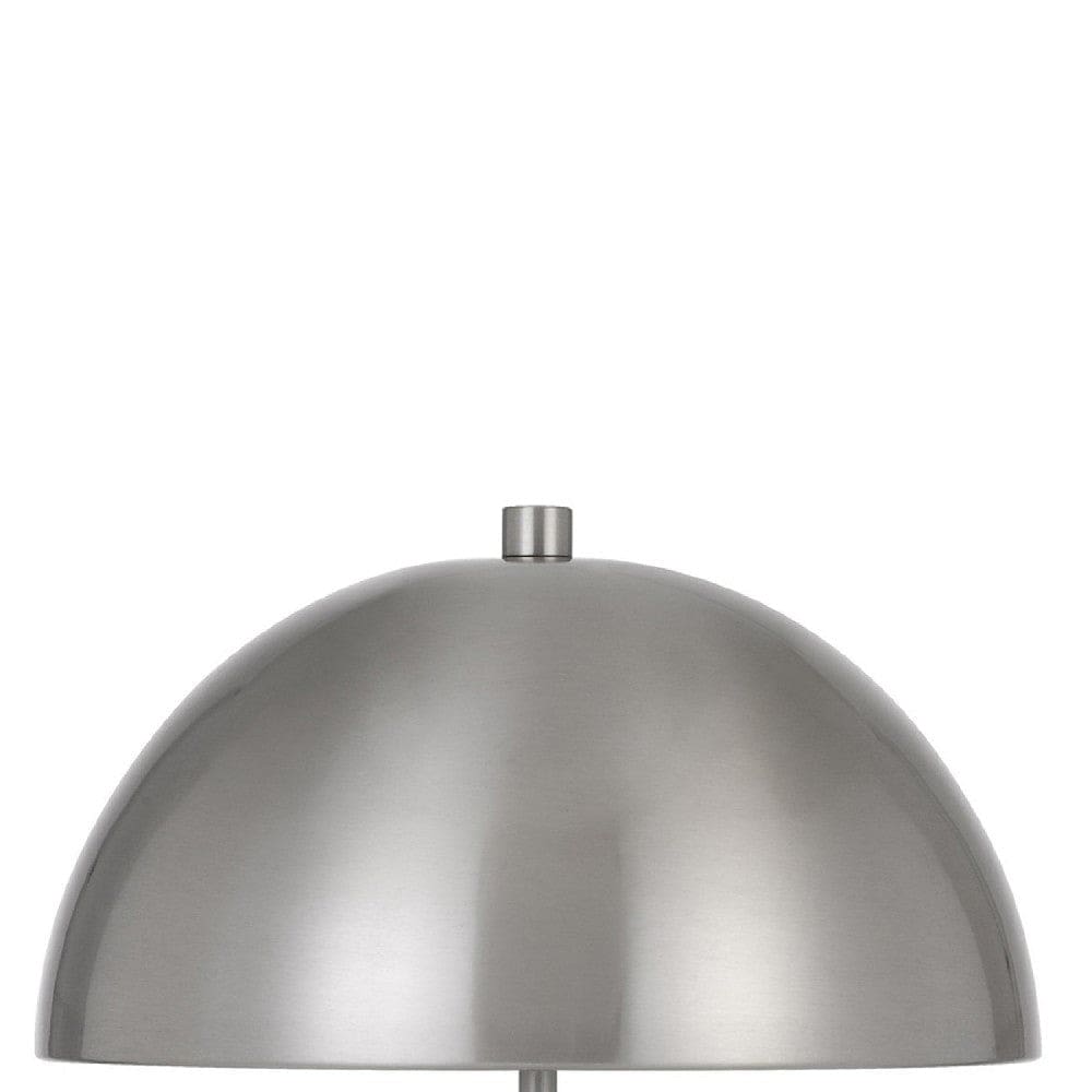20 Inch Metal Accent Table Lamp with Dome Shade Silver