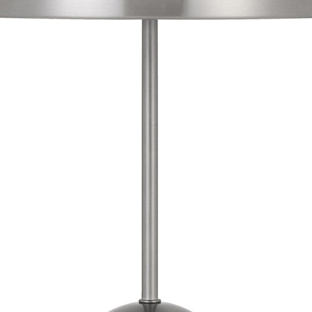 20 Inch Metal Accent Table Lamp with Dome Shade Silver