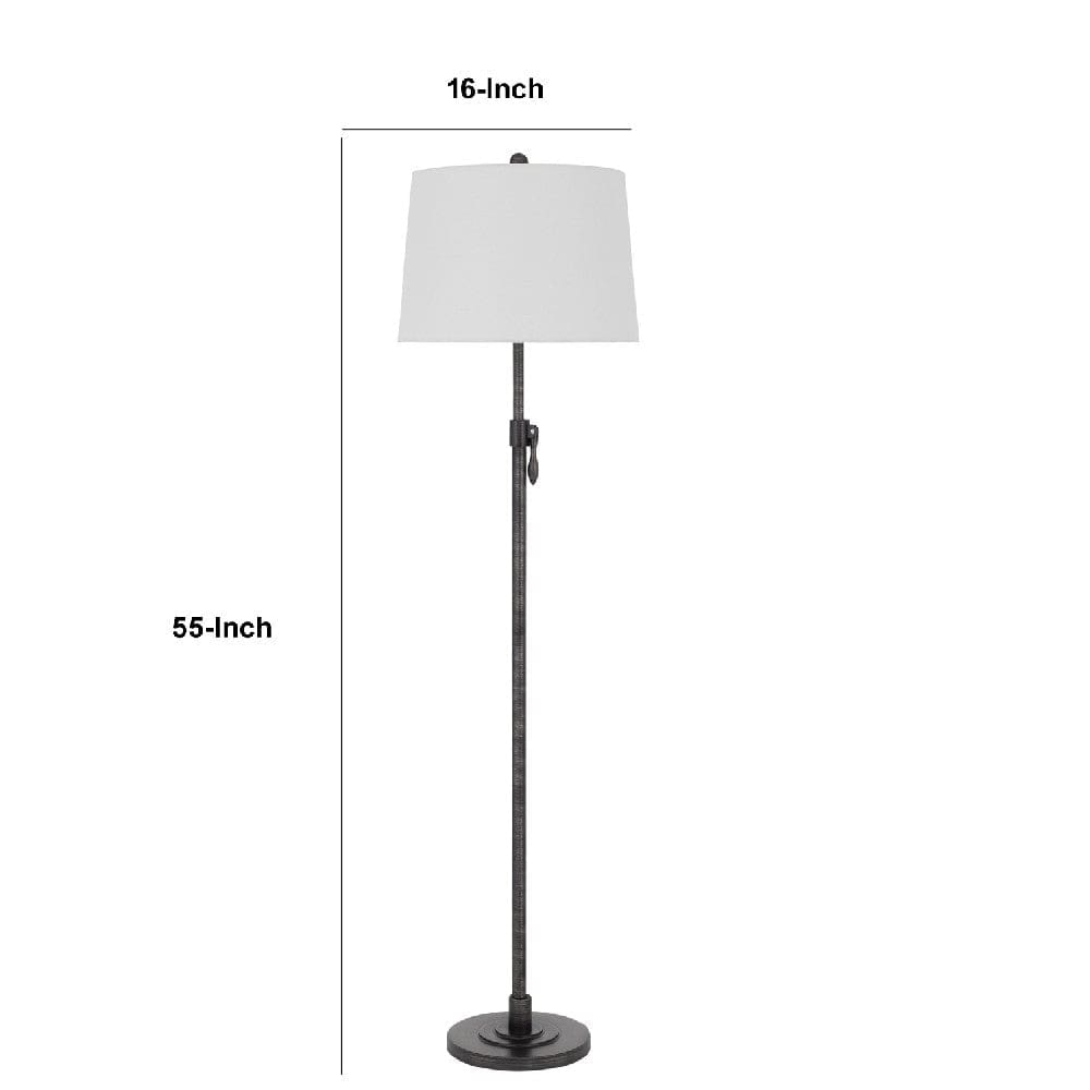 55 Inch Adjustable Metal Floor Lamp With Latch Heather Gray
