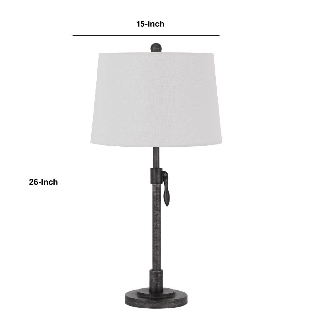 26 Inch Adjustable Metal Table Lamp with Latch Heather Gray