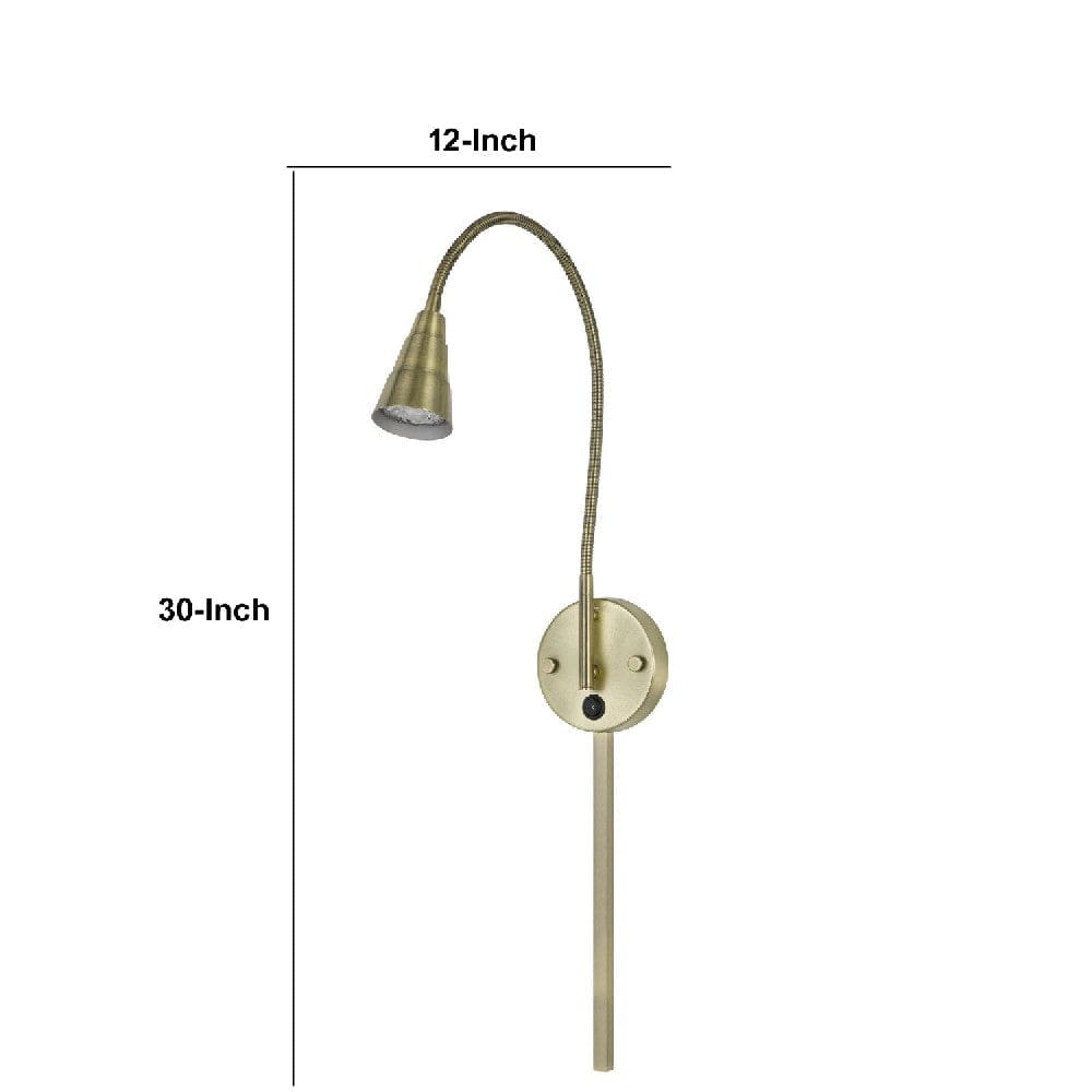 30 Inch Flexible Neck Metal Wall Lamp Led Bulb Included Brass