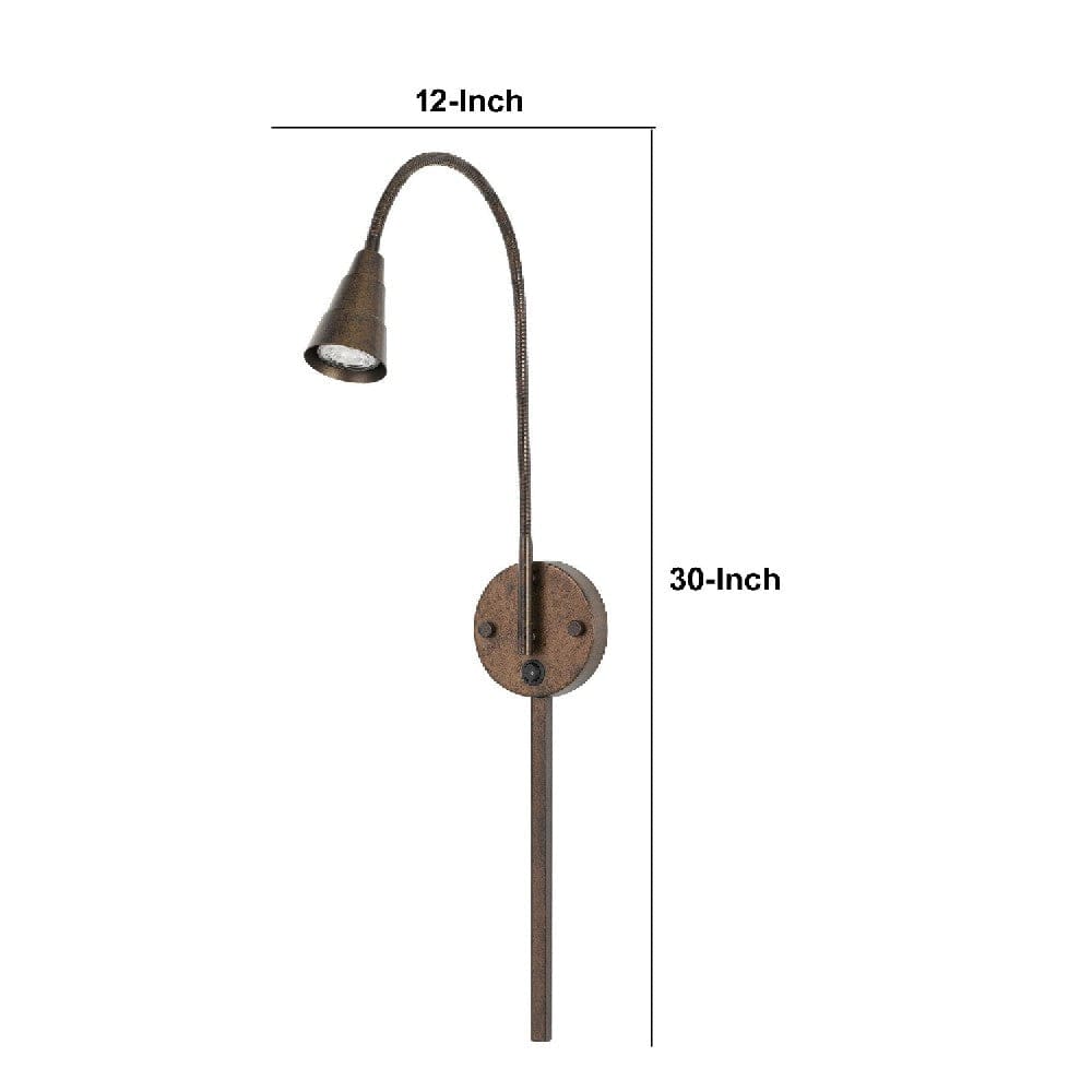 30 Inch Flexible Neck Metal Wall Lamp Led Bulb Included Bronze