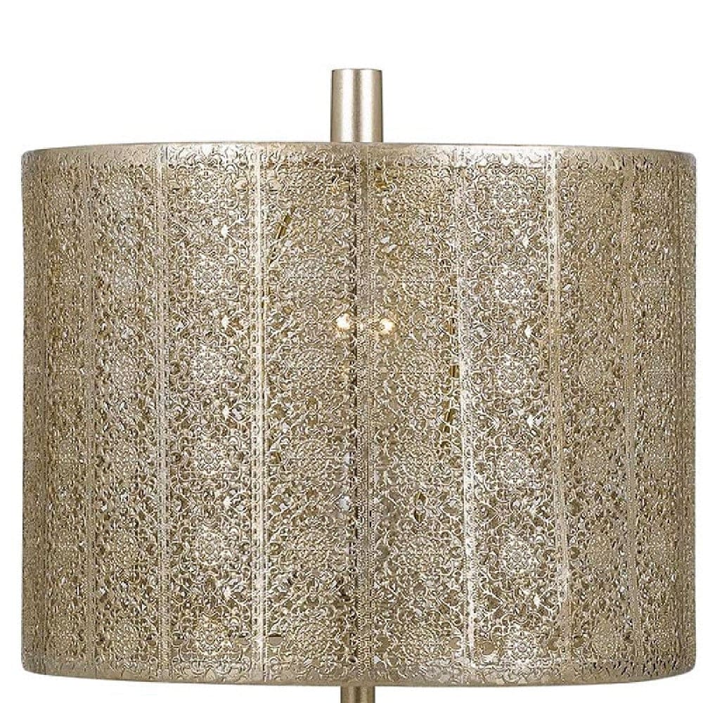 27 Inch Metal Table Lamp Champagne Silver