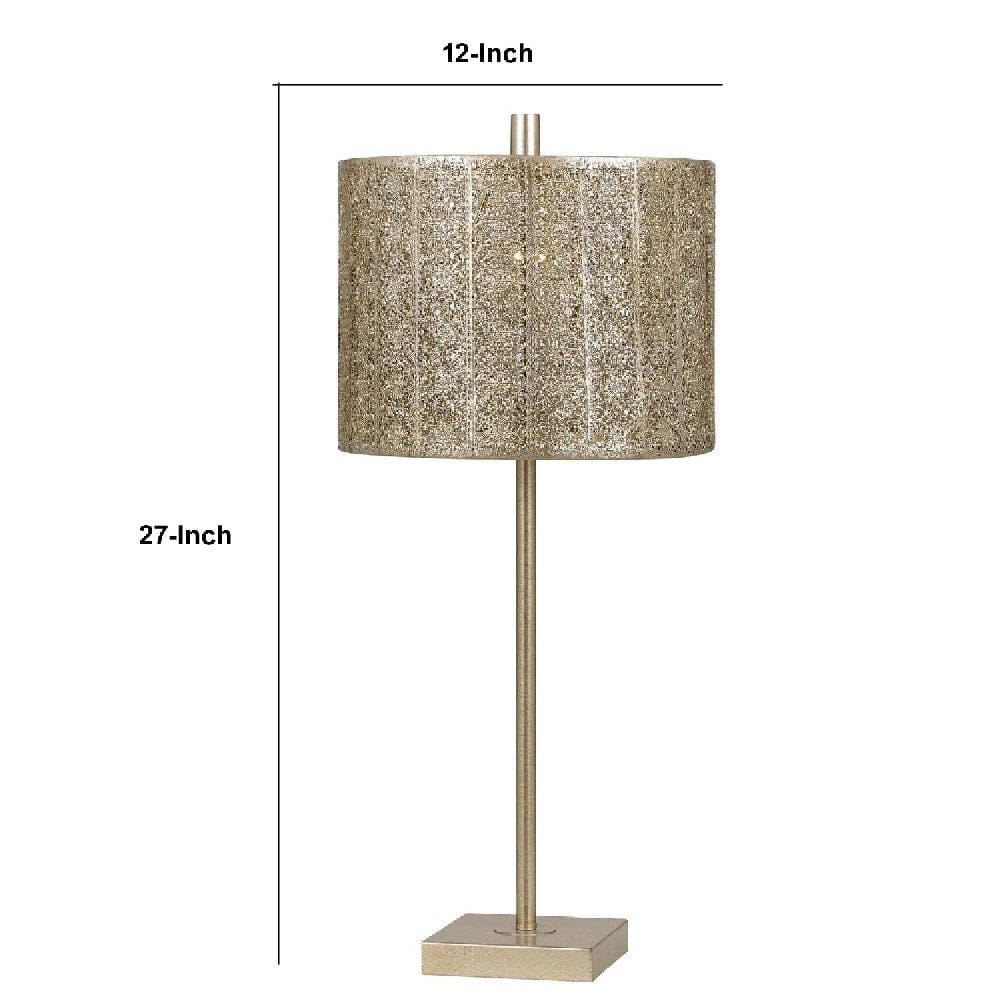 27 Inch Metal Table Lamp Champagne Silver