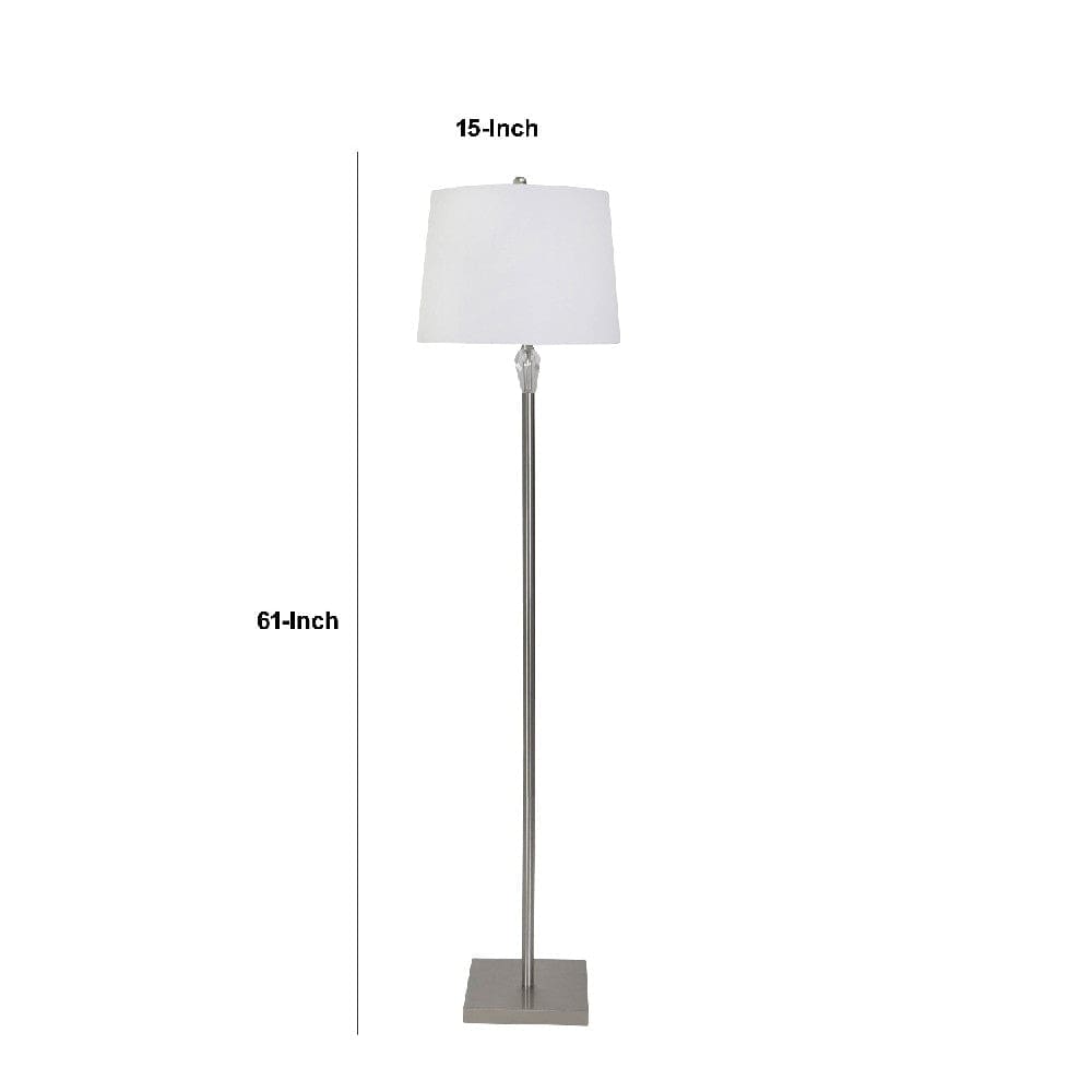 61 Inch 3 Piece Metal Floor Lamp And Table Lamps Set Silver