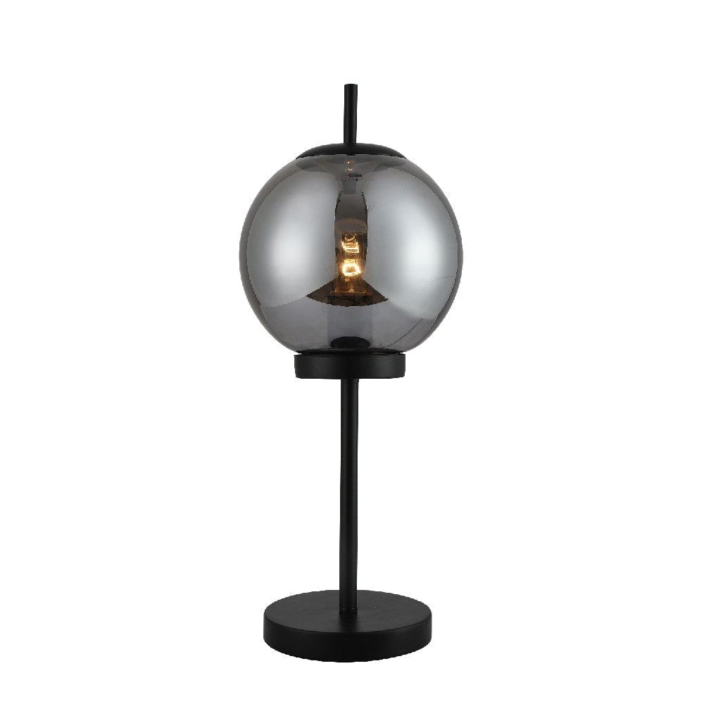20 Inch Table Lamp with Spherical Glass Shade Black