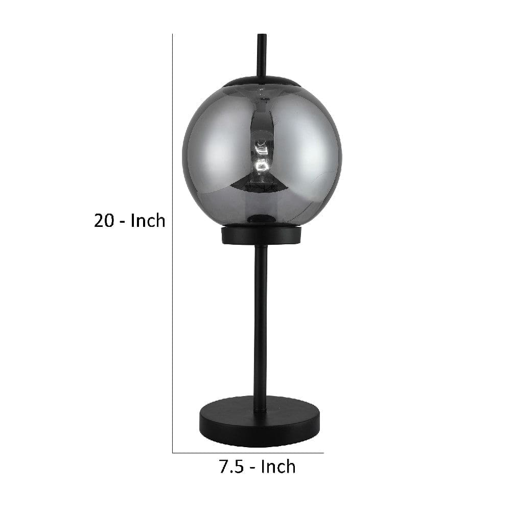 20 Inch Table Lamp with Spherical Glass Shade Black