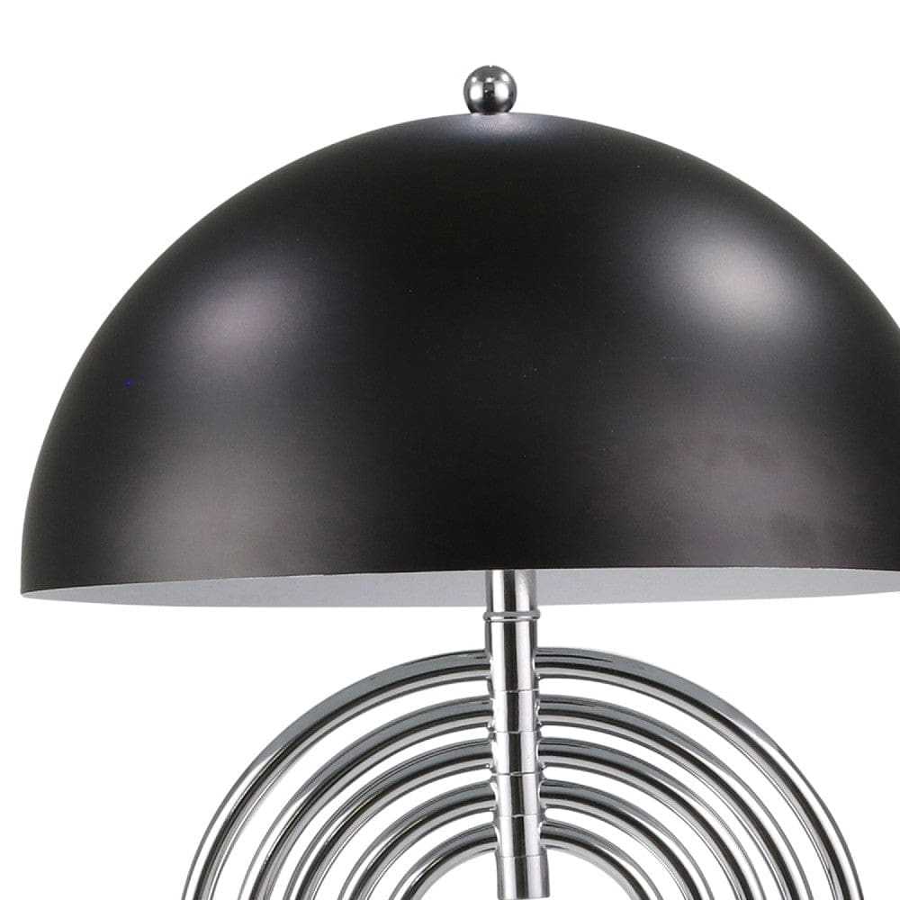 28 Inch Abstract Table Lamp with Metal Dome Shade Silver