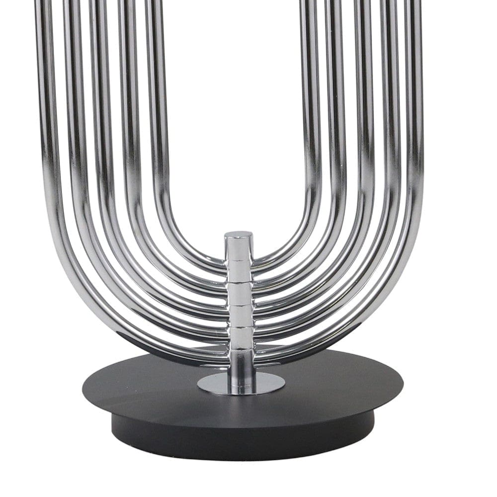 28 Inch Abstract Table Lamp with Metal Dome Shade Silver