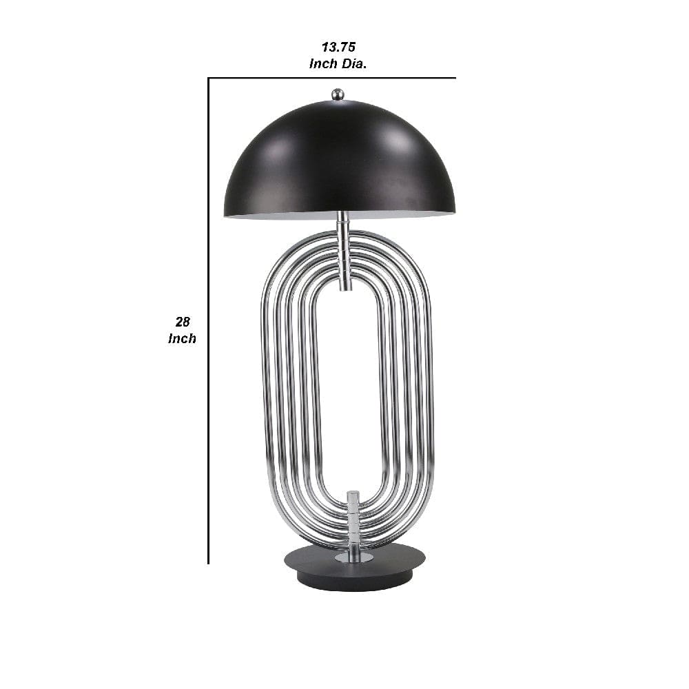 28 Inch Abstract Table Lamp with Metal Dome Shade Silver