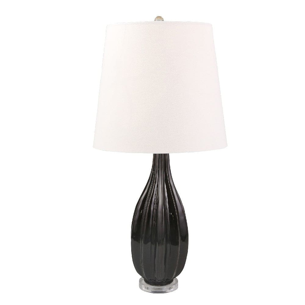 36 Inch Faceted Table Lamp with Bowling Pin Shape Black