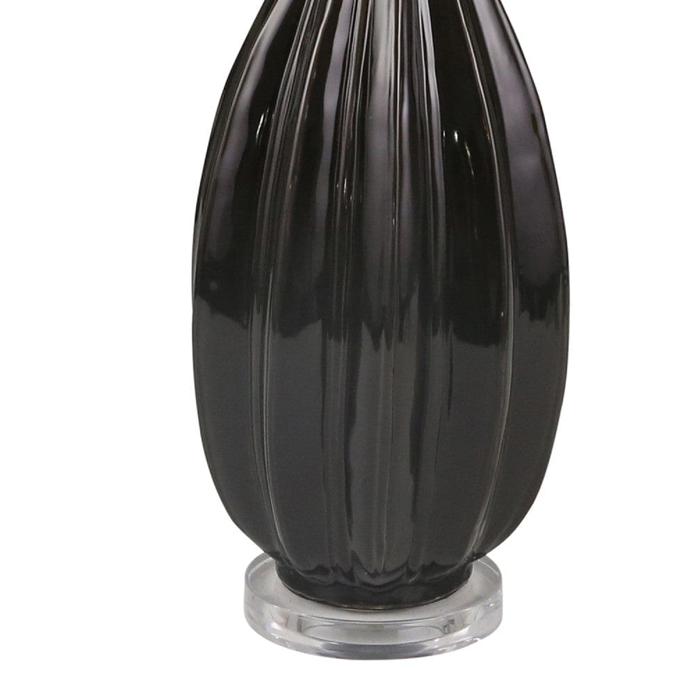 36 Inch Faceted Table Lamp with Bowling Pin Shape Black