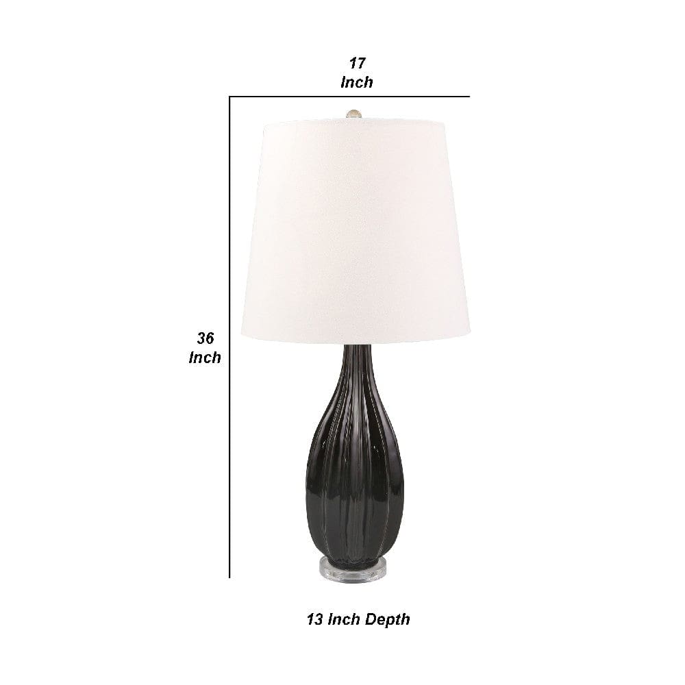 36 Inch Faceted Table Lamp with Bowling Pin Shape Black