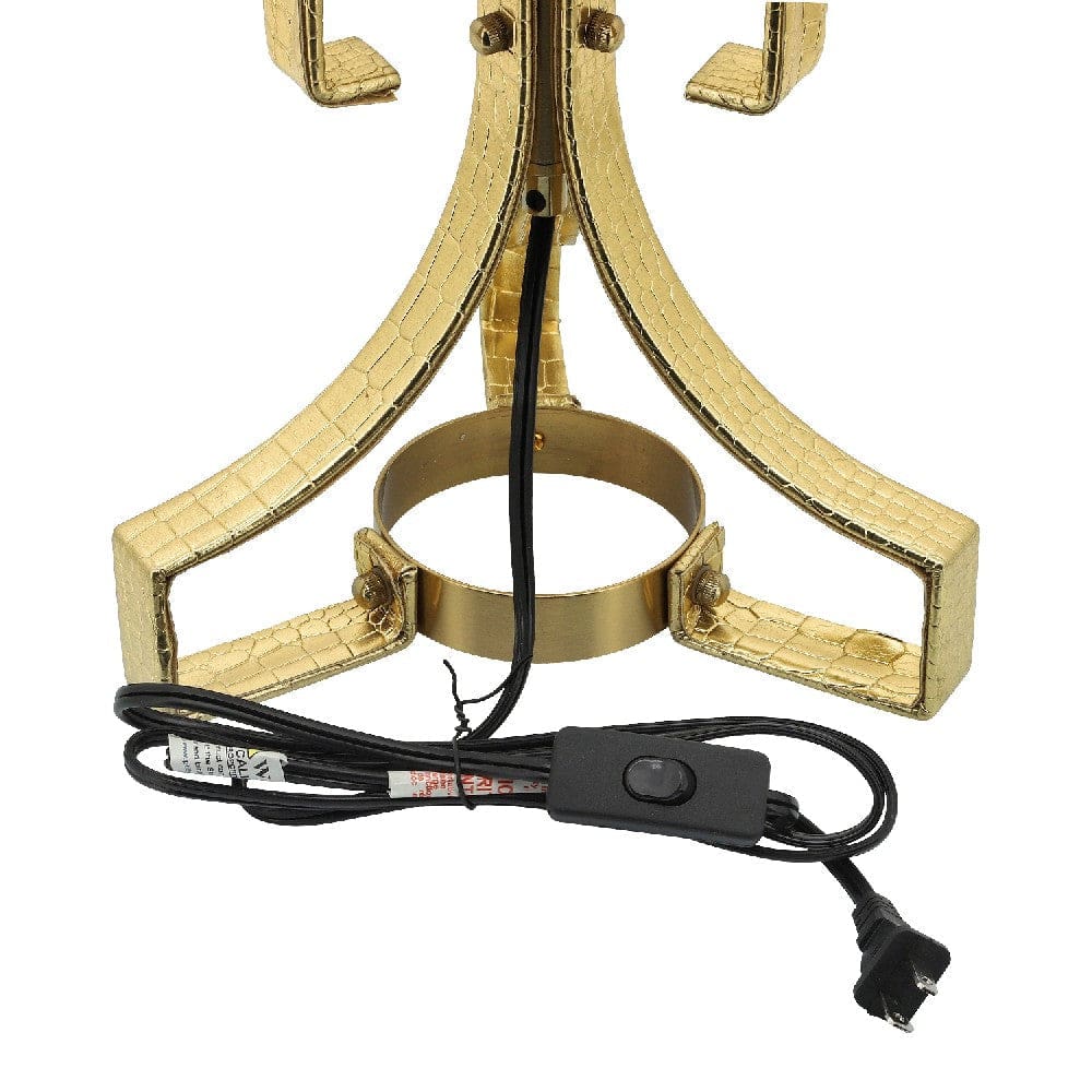 29 Inch Table Lamp with Scrolled Accents Drum Shade Gold