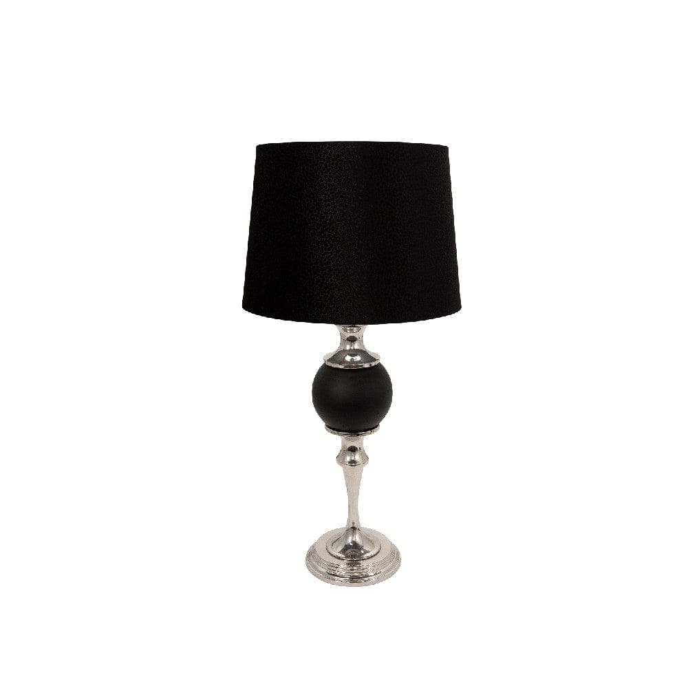 30 Inch Turned Metal Table Lamp with Ball Accent Black