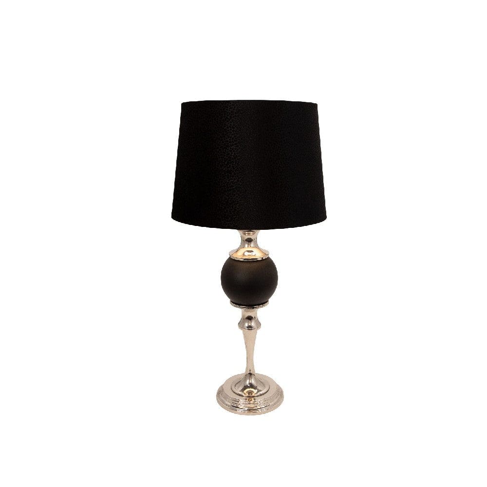 30 Inch Turned Metal Table Lamp with Ball Accent Black