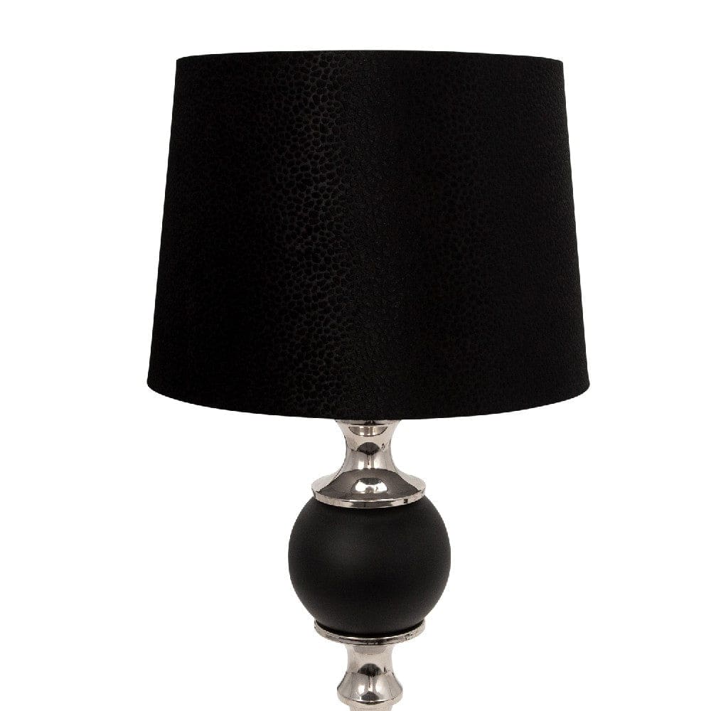 30 Inch Turned Metal Table Lamp with Ball Accent Black