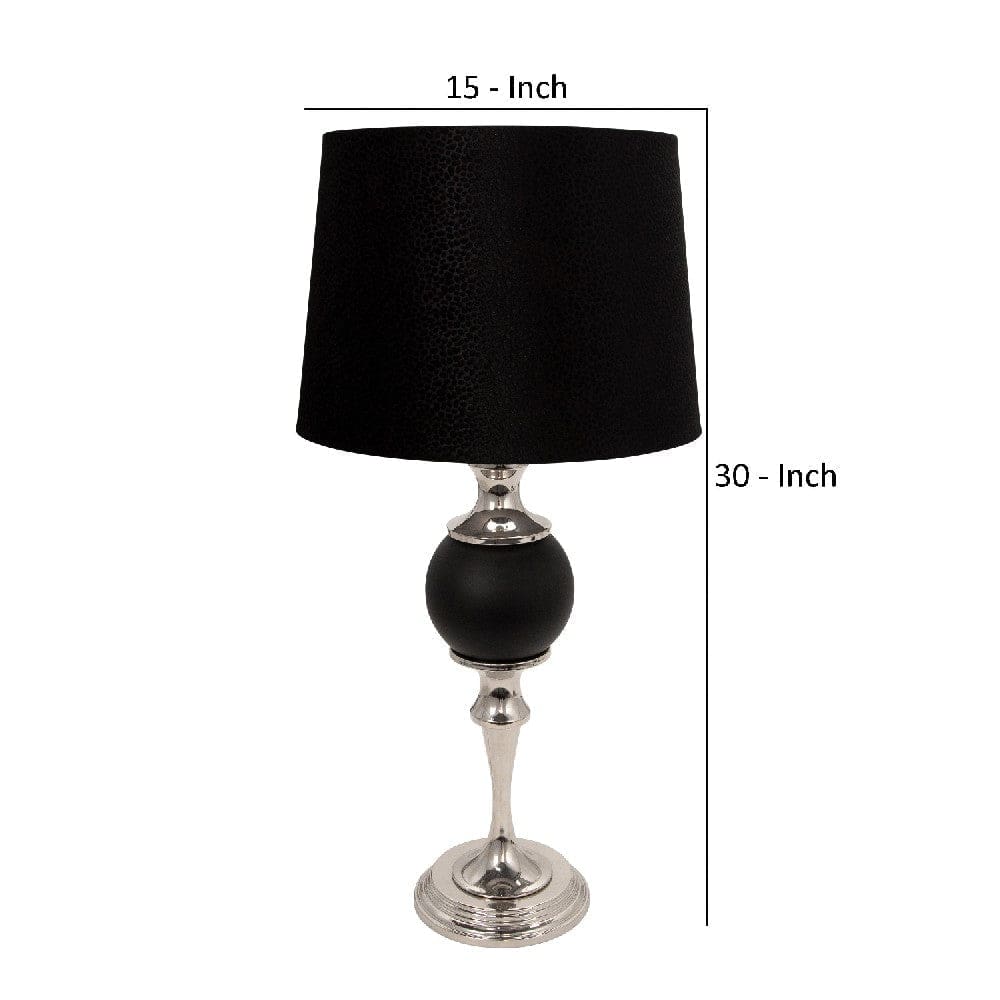 30 Inch Turned Metal Table Lamp with Ball Accent Black