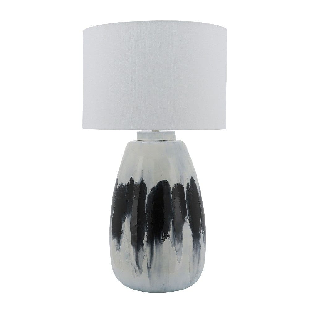 27 Inch Table Lamp with Painted Art Body Black and White