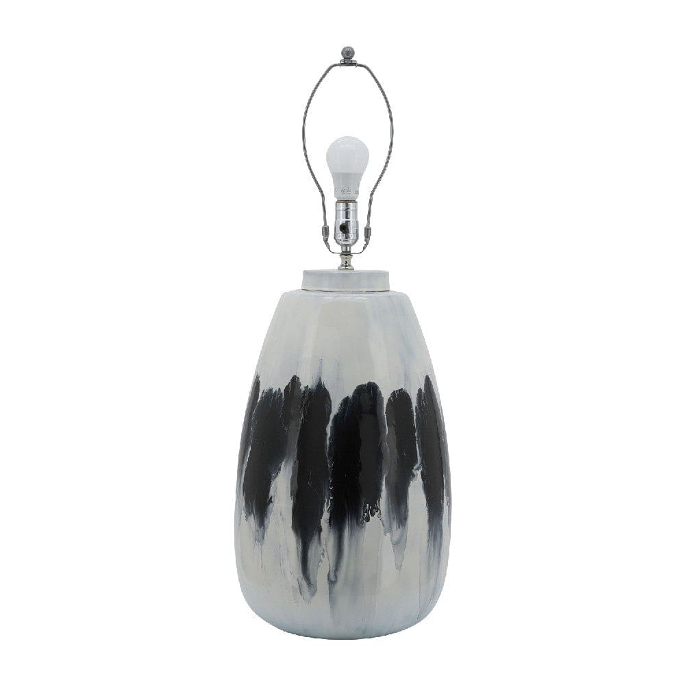 27 Inch Table Lamp with Painted Art Body Black and White