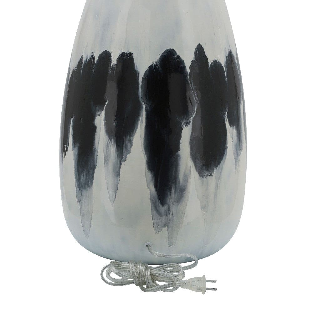 27 Inch Table Lamp with Painted Art Body Black and White