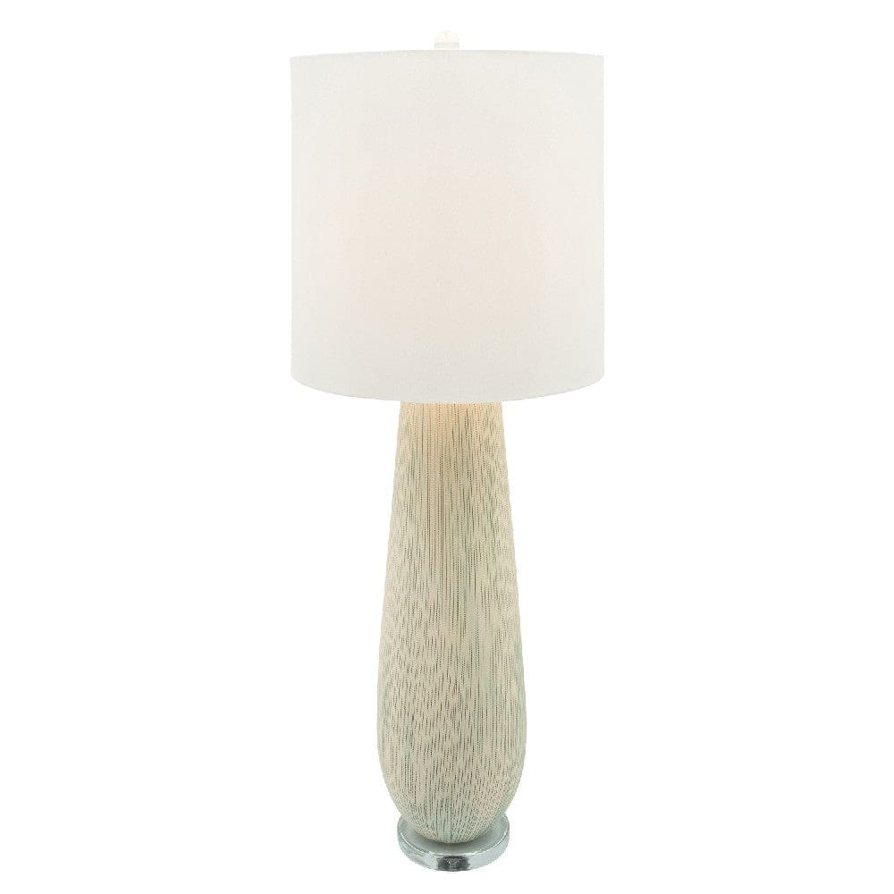 41 Inch Table Lamp with Natural Ceramic Body Off White
