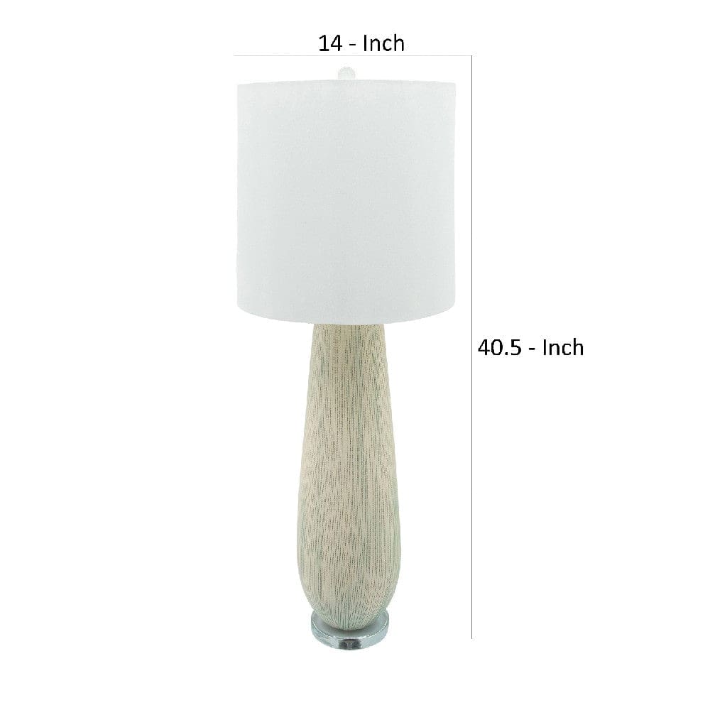 41 Inch Table Lamp with Natural Ceramic Body Off White