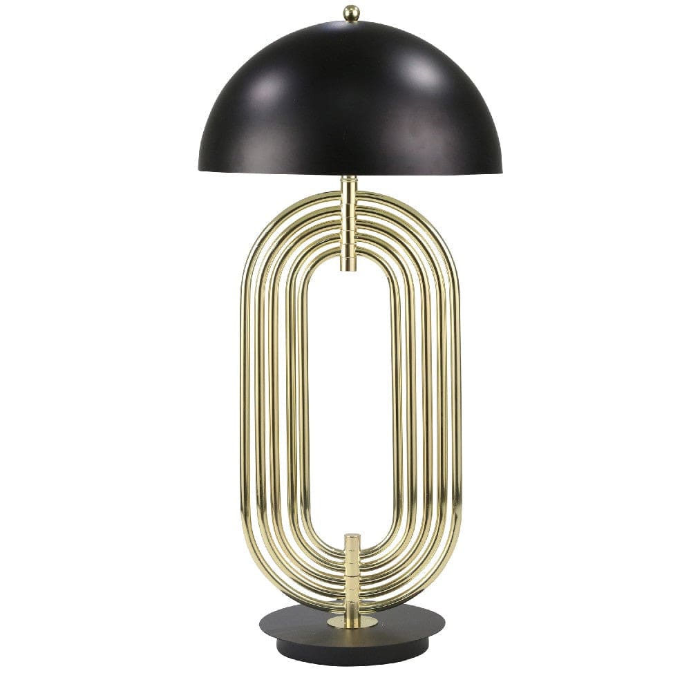 28 Inch Abstract Table Lamp with Metal Dome Shade Black