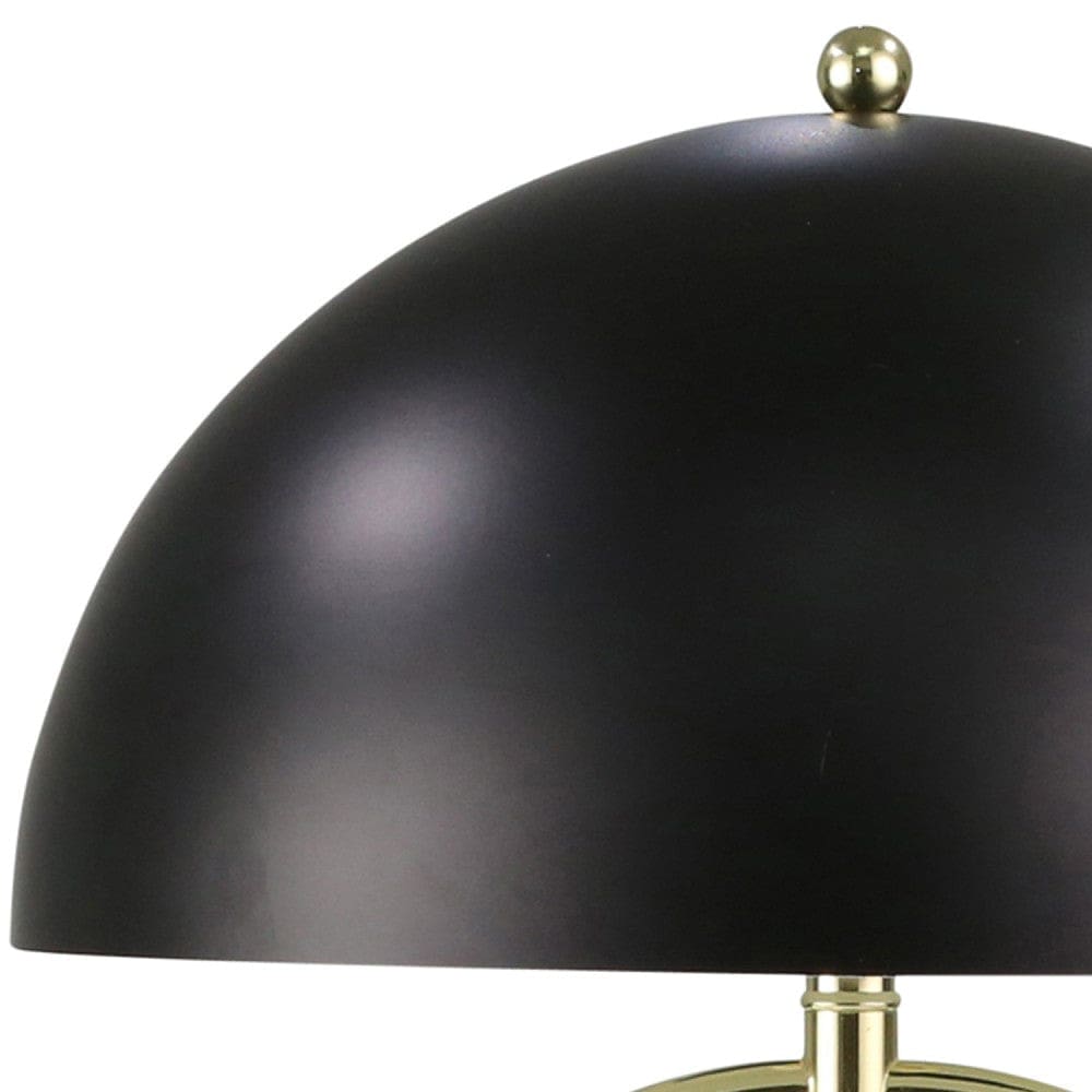 28 Inch Abstract Table Lamp with Metal Dome Shade Black