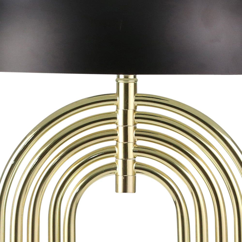 28 Inch Abstract Table Lamp with Metal Dome Shade Black