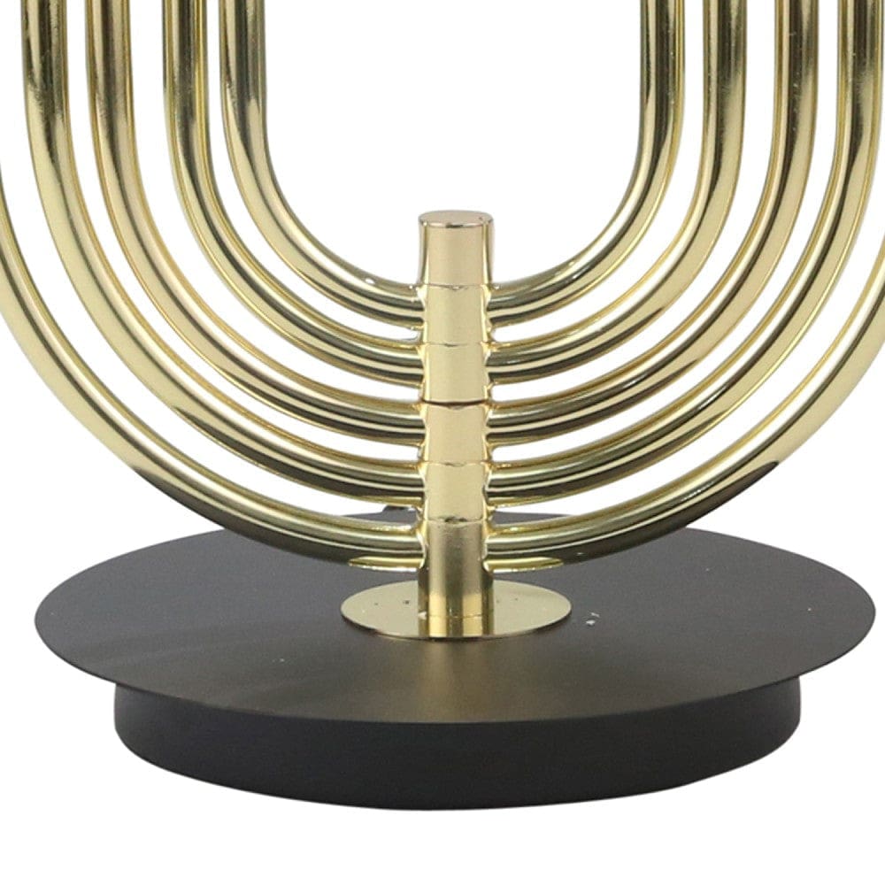 28 Inch Abstract Table Lamp with Metal Dome Shade Black