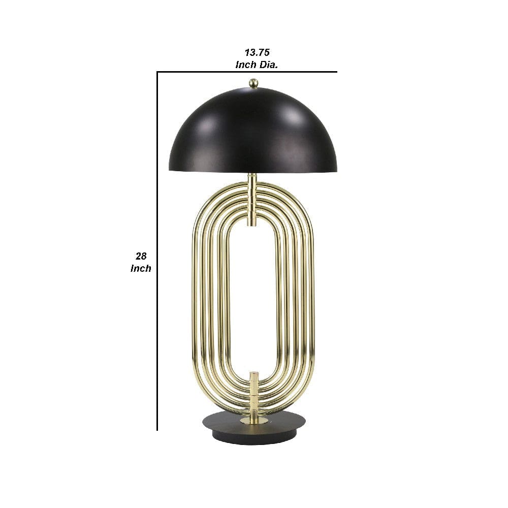 28 Inch Abstract Table Lamp with Metal Dome Shade Black